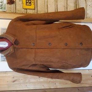 Aberdeen Collection Jacket Microsuede Brown With Faux Sherpa Lining Mens…
